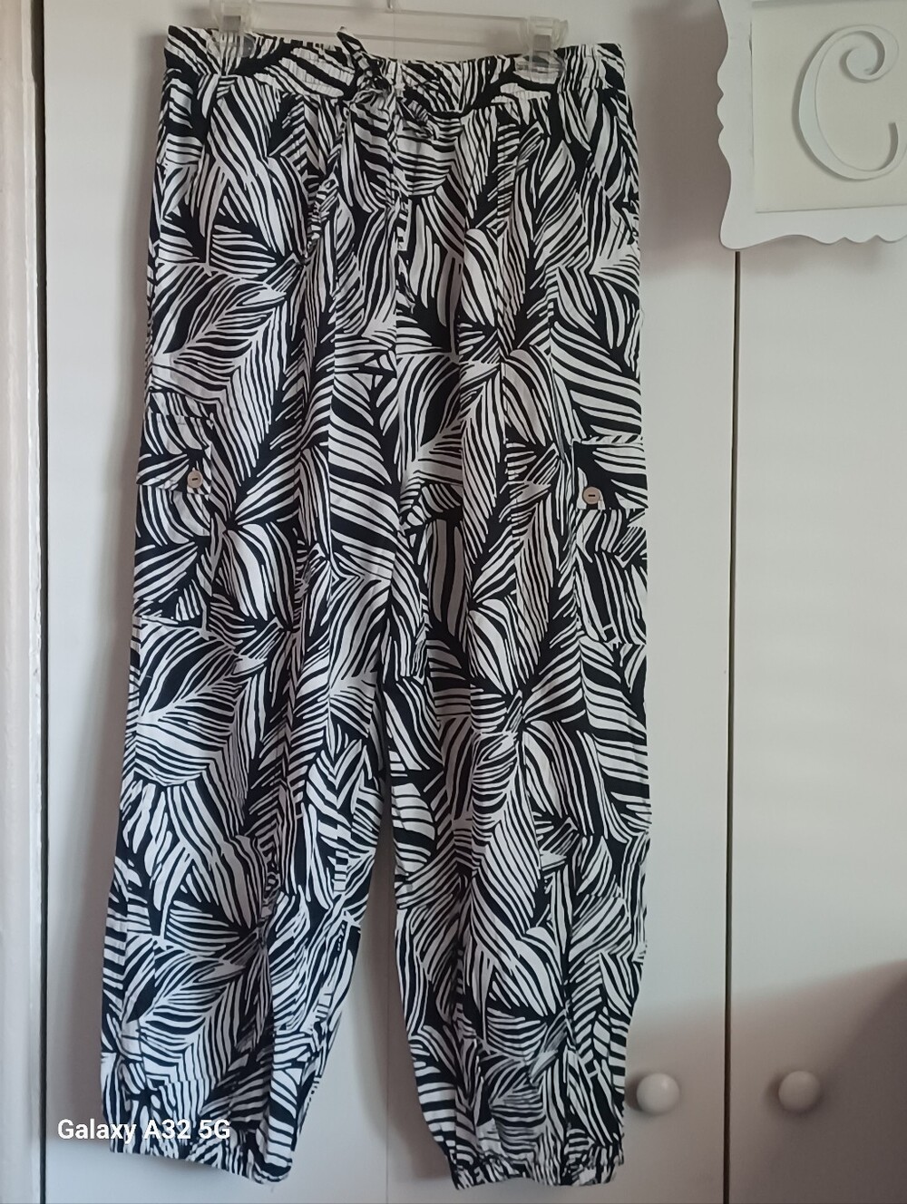 Christian Siriano Zebra Print Drawstring/Elastic Waist Wide Leg Elastic Ankle XL